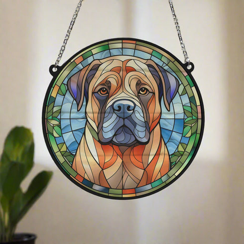 Bull Mastiff Stained Glass Effect Suncatcher